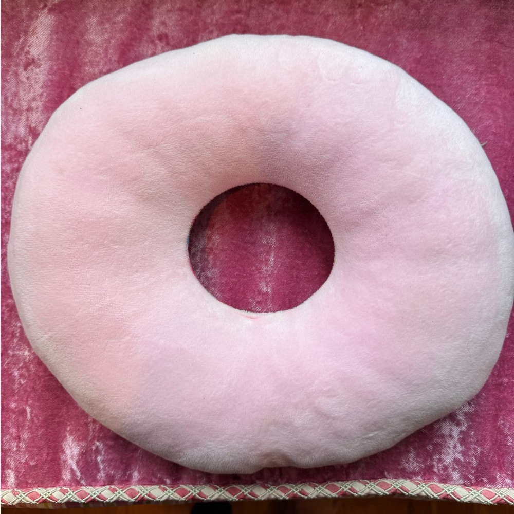 Doughnut Sprinklers pillow pink decorative nursery girl’s room bedroom playroom - Picture 3 of 4